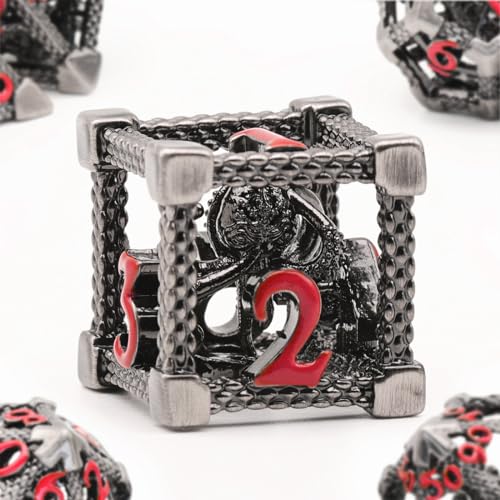 DND Würfelset Rollenspiel, Polyedrische Würfel Set D&D Würfel Set Metall ZHOORQI 7 Stück Der Cthulhu Würfelset für Brettspiel Dungeons and Dragons Würfel Verwendet Wird (Z-Red Number) von ZHOORQI