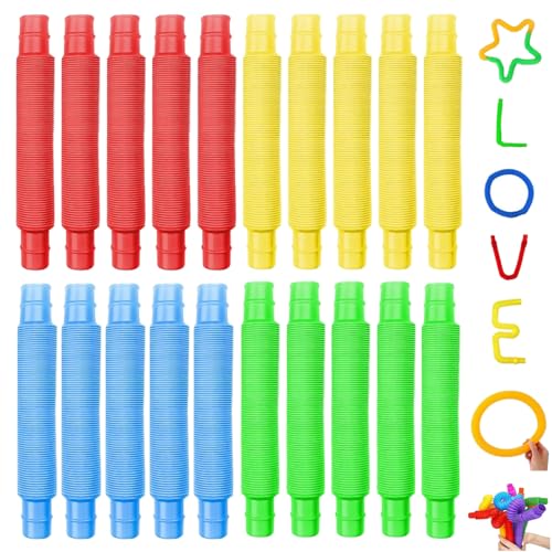 20 Stück Pop Tubes Mehrfarben Mini Pop Spielzeug Spielzeug Fidget Toys Sensorische Sensorische Stretch Röhren Bunte 19 Mm Kinder Sensorik Röhren Bunt Für Erwachsene Kinder Stress Angst Linderung von ZHOUZHUCHEN