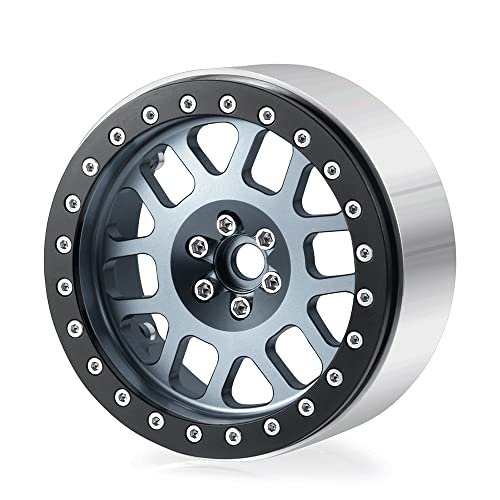 MOHERO 1PC 2.6'' Metall Beadlock Räder Felge für Wraith 90053-90048(RR10) 1/10 RBX10 AXI03005 Axial AXI03000 AXI3004,Grau+Schwarz von ZHRCFUN