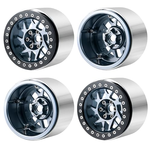 ZHRCFUN 4 Stück RC Beadlock Felgen Wheels 45MM für for 1/10 Axial SCX10 90046 TRX4 TRX6 Wraith RR10 D90 RC Crawler Car(Titan) von ZHRCFUN