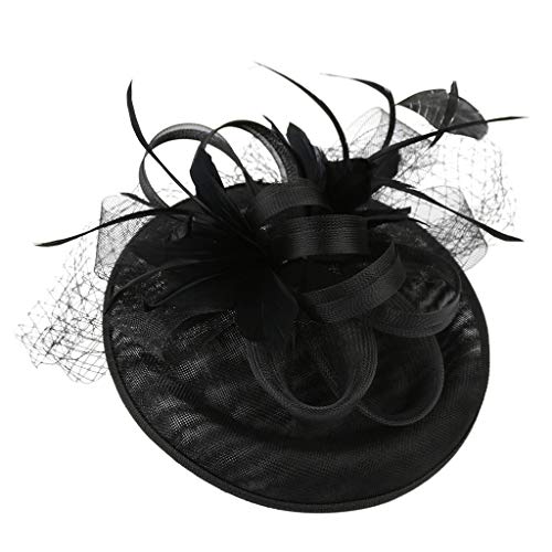 Fascinator-Hut für Damen, Blume, Fascinator-Hut für Damen, Feder, eleganter Hochzeitshut, Blumenhaar, Schwarz, Einheitsgröße von ZHSH