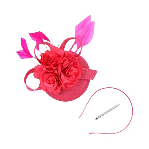 Fascinator für Damen mit Blume, Fascinator-Hut für Damen, eleganter Hut mit Blumen, Hot Pink, Einheitsgröße von ZHSH