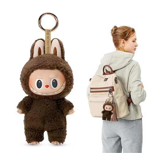 ZHSIHAI Labubu puppe, Labubu Popmart Monster Keychain, Labubu Plush Keychain, Labubu Plüsch Anhänger, Labubu Plush Doll, Geschenke für Jungen und Mädchen, Geschenke für Jungen und Mädchen(braun) von ZHSIHAI