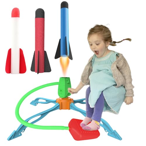 3 pcs Raketen Spielzeug Launcher ZHUGULIALI - Schaumstoff-Rakete Garten Spielzeug fliegendes Spielzeug für den Außenbereich Schaumraketen Druckluftrakete Geschenke für Jungen Mädchen von ZHUGULIALI