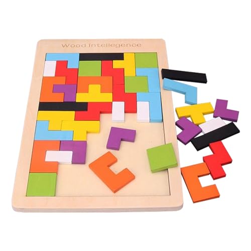 35pcs Holzpuzzle Tetris ZHUGULIALI- 3D Puzzle Tetris Spiel Kinder Holz Puzzle Geometrische Montessori Spielzeug Gehirn Spiele für Kinder frühe Pädagogische Geschenk für Kinder Jungen und Mädchen von ZHUGULIALI