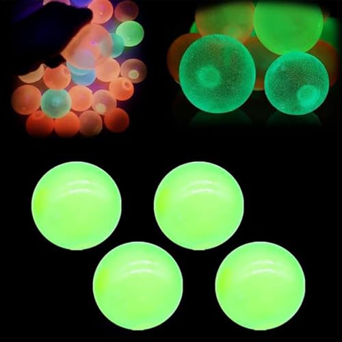 Leuchtende Klebrige Bälle, 4X Klebrige Wandbälle, Im Dunkeln Leuchtende Deckenkugeln, Stress Relief Toys Dehnbarer Sticky Glow Stressball, Traumbälle Für Teenager Und Erwachsene von ZHUMCCY