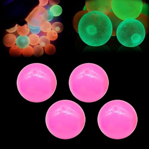 Leuchtende Klebrige Bälle, 4X Klebrige Wandbälle, Im Dunkeln Leuchtende Deckenkugeln, Stress Relief Toys Dehnbarer Sticky Glow Stressball, Traumbälle Für Teenager Und Erwachsene von ZHUMCCY