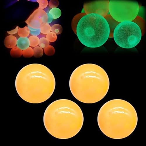 Leuchtende Klebrige Bälle, 4X Klebrige Wandbälle, Im Dunkeln Leuchtende Deckenkugeln, Stress Relief Toys Dehnbarer Sticky Glow Stressball, Traumbälle Für Teenager Und Erwachsene von ZHUMCCY