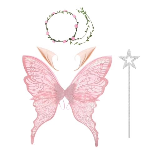 ZHUMCCY Feenflügel Kostüm Für Damen,Kostüm Für Damen Halloween Schmetterlingsfee Flügel | Verkleidungszubehör Mit & Ohren Für Frauen Mädchen Teens ZHUMCCY Feenflügel Kostüm Für Damen,Kostüm Für Damen Halloween Schmetterlingsfee Flügel | Verkleidungszubehör Mit & Ohren Für Frauen Mädchen Teens von ZHUMCCY