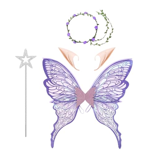 ZHUMCCY Feenflügel Kostüm Set | Kostüm Für Damen Halloween Schmetterlingsfee Flügel,Verkleidungszubehör Mit & Ohren Für Frauen Mädchen Teens ZHUMCCY Feenflügel Kostüm Set | Kostüm Für Damen Halloween Schmetterlingsfee Flügel,Verkleidungszubehör Mit & Ohren Für Frauen Mädchen Teens von ZHUMCCY