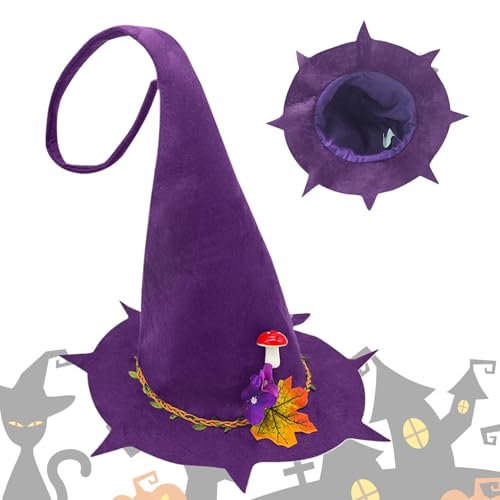 ZHUMCCY Halloween Hexenhut für Frauen, schwarze Hexenhüte,Wollfilzhut Halloween Hexenkostüm | Halloween-Hexenhut für Damen in Schwarz für Kostüme, Festivals, Halloween von ZHUMCCY