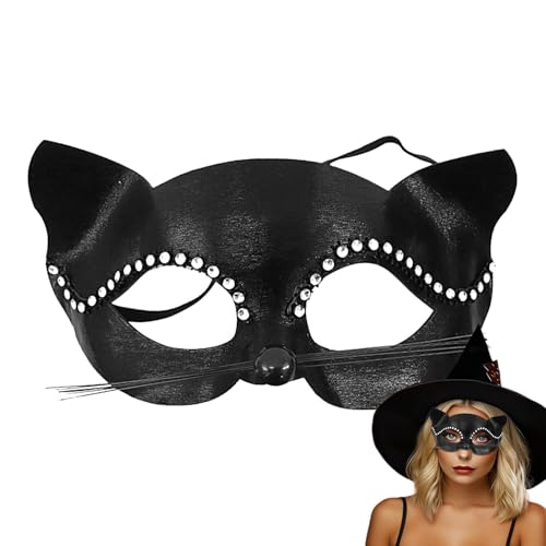 ZHUMCCY Katzen Gesichtsbedeckung, Spitzen Katzen Gesichtsbedeckung Cat Design Gesichtsbedeckung Modische Halbgesichtsmaske Für Halloween, Partys, Cosplay von ZHUMCCY