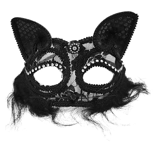 ZHUMCCY Katzen Gesichtsbedeckung, Spitzen Katzen Gesichtsbedeckung Cat Design Gesichtsbedeckung Modische Halbgesichtsmaske Für Halloween, Partys, Cosplay von ZHUMCCY