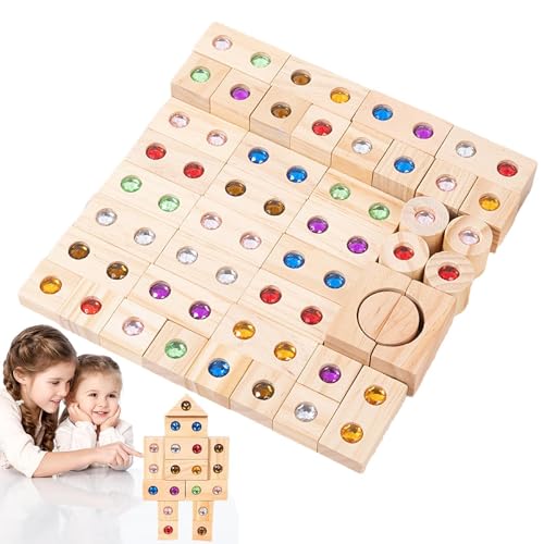 ZHUMCCY Regenbogen Stapelwürfel Spielzeug, Holzbaustein Set Acryl Edelsteine Bausteine Regenbogen Blöcke Mon-Tessori Spielzeug, Farbklassifizierungs Bausteinspielzeug Für Kinder Ab 3 Jahren von ZHUMCCY