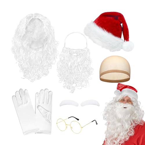 ZHUMCCY Santa Bart Und Perücke Set, 7-teiliges Weihnachtsmann Kostüm Set, Weihnachts Cosplay Requisiten, Weihnachtsmannkostüm Verkleidung Für Erwachsene Frauen Männer ZHUMCCY Santa Bart Und Perücke Set, 7-teiliges Weihnachtsmann Kostüm Set, Weihnachts Cosplay Requisiten, Weihnachtsmannkostüm Verkleidung Für Erwachsene Frauen Männer von ZHUMCCY