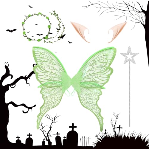 ZHUMCCY Schmetterlingsfeenflügel,Kostüm Für Damen Halloween Schmetterlingsfee Flügel | Verkleidungszubehör Mit & Ohren Für Frauen Mädchen Teens ZHUMCCY Schmetterlingsfeenflügel,Kostüm Für Damen Halloween Schmetterlingsfee Flügel | Verkleidungszubehör Mit & Ohren Für Frauen Mädchen Teens von ZHUMCCY