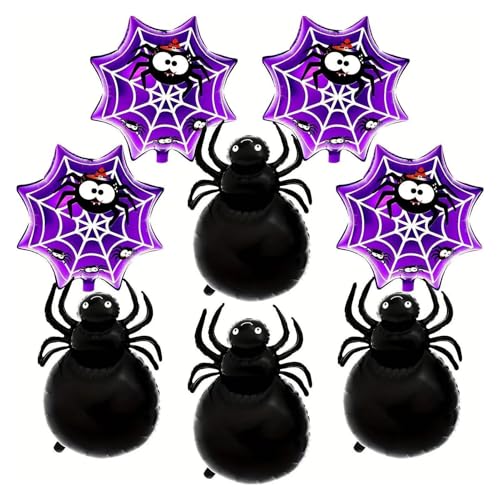 ZHUMCCY Spinnenballon Halloween,Spinnenballon für Halloween,Spinnennetz-Luftballon-Sets, gruselige Halloween-Luftballons | Schwarze Folienballons, Halloween-Dekorationsset für gruselige Spukhäuser, von ZHUMCCY