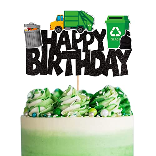 1 Stück Mülleimer Happy Birthday Kuchenaufsatz Müllwagen Kuchen Pick Dekoration für Müll Müllmanagement Recycling Thema Babyparty Kinder Jungen Mädchen Geburtstag Party Kuchen Dekorationen Zubehör von ZHUOWEISM