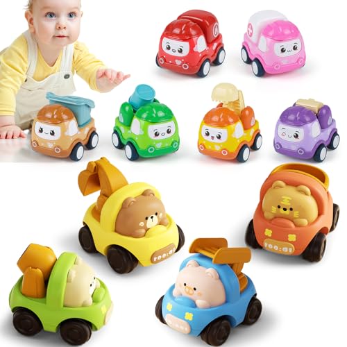 ZHUOYOU Auto Spielzeug ab 1 Jahre Jungen, 10 Stück Baby Spielzeugauto Tier Rennwagen, Pull Back Auto für Kleinkinder, Geschenke für Kinder ab 2 3 4 Jahre Mädchen von ZHUOYOU