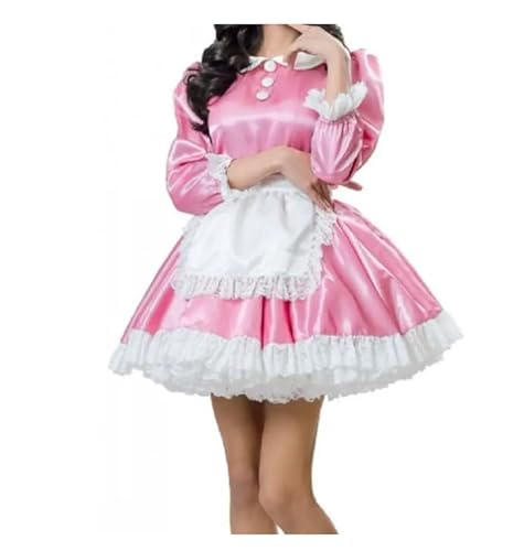 ZHUOYUANUPOMJ Abschließbare rosa Puppenkragen, langärmelig, unabhängige Schürze, flauschiges Kleid, Dienstmädchen-Kostüm, personalisierbar, rose, 42 von ZHUOYUANUPOMJ