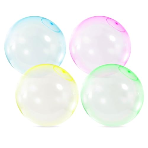 4 Stück Magic Bubble Balls, Aufblasbare Wasserball, Hüpfende Ballons, Aufblasbarer Reißfester Bubble Ball, Strand Garten Ball Soft Gum Ball Für Innen und Außen - 4 Farben Groß von ZHXMALL