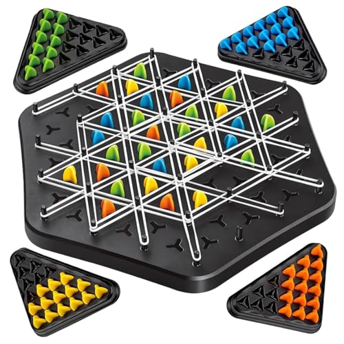 Triggle Spiel Gummibänder, Triggle Game, Kettendreieck Schachspiel, Gummiband Dreieck Brettspiel 2-4 Personen, Interaktives Steckspiel für Familienfeiern mit Kindern und Erwachsenen von ZHXMALL