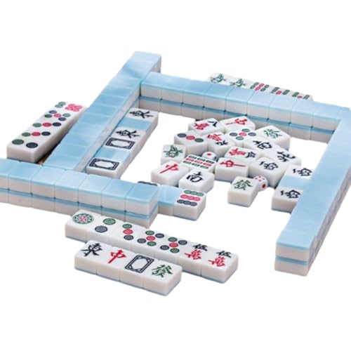 Chinesisches Mahjong-Set traditionelles Majong-Set chinesisch mit 144 Mini-Mahjong-Fliesen Schreibtischunterlage Würfeln und Tragetasche for Reisen(40:40x29x21cm) von ZHXQRP