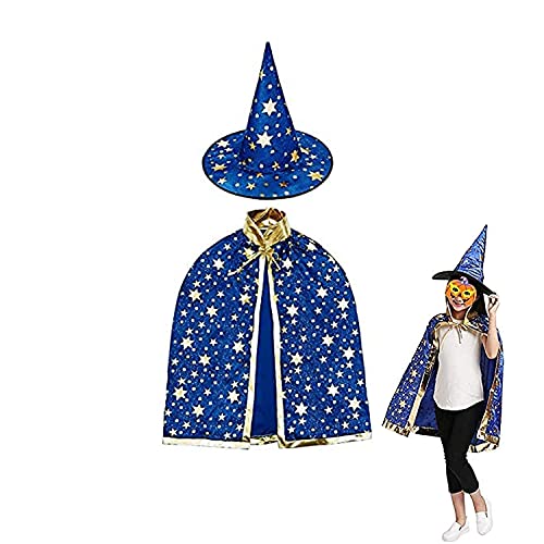 ZHjuju Zauberumhang mit Hut, Halloween Kostüm für Kinder Halloween Kostüme Hexenumhang für 3-12 Jahre Kinder Jungen Mädchen, Halloween Kostüm Requisiten für Kinder Cosplay Party. von ZHjuju