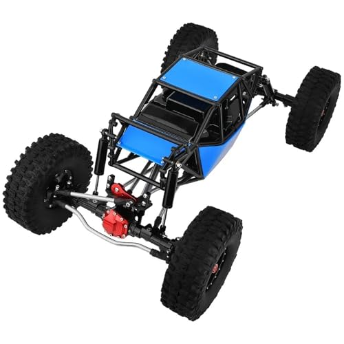 ZIBOXI 1/10 RC Simulation Klettern Crawler Rahmen DIY Mit SCX10 II 90046 Gerade Achsen Upgrade Auto Kit Teile Mit Käfig(Blue-Black Axle) von ZIBOXI