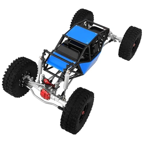 ZIBOXI 1/10 RC Simulation Klettern Crawler Rahmen DIY Mit SCX10 II 90046 Gerade Achsen Upgrade Auto Kit Teile Mit Käfig(Blue-Silver Axle) von ZIBOXI