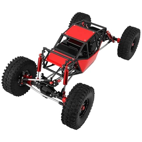 ZIBOXI 1/10 RC Simulation Klettern Crawler Rahmen DIY Mit SCX10 II Gerade Achsen Upgrade Auto Kit Teile Mit Käfig(Blue-BlackRed Axle) von ZIBOXI