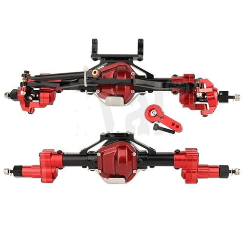 ZIBOXI 1:10 vorderes und hinteres Portalachsen-Set for 1/10 RC Rock Crawler Car Axial SCX10 I II 90046 90047 Upgrade-Teile(Red) von ZIBOXI