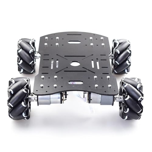 ZIBOXI 10 kg Last Omni Mecanum Rad Roboter Auto Chassis Kit mit 4 Stück Encoder Motor for Arduino Raspberry Pi DIY Stem Spielzeug Teile (Size : Single Chassis) von ZIBOXI