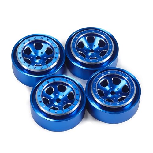 ZIBOXI 4 stücke 1,3 Zoll Felge Beadlock Radnabe for TRX4M 1/18 RC Crawler Auto Upgrade Teile Ersatz 7mm hex (Color : Blue Wheel Hub) von ZIBOXI