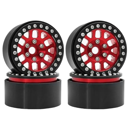 ZIBOXI 4 stücke 1,9 "Beadlock Felge Radnabe 1/10 RC Crawler Auto Axial SCX10 Fit for Traxxas TRX4 RC4WD d90 for Redcat Gen8 VS4-10 (Color : Black and red) von ZIBOXI