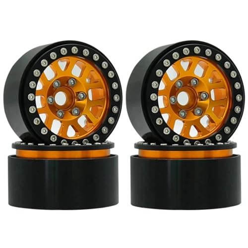 ZIBOXI 4 stücke 1,9 "Beadlock Felge Radnabe 1/10 RC Crawler Auto Axial SCX10 Fit for Traxxas TRX4 RC4WD d90 for Redcat Gen8 VS4-10 (Color : Orange) von ZIBOXI