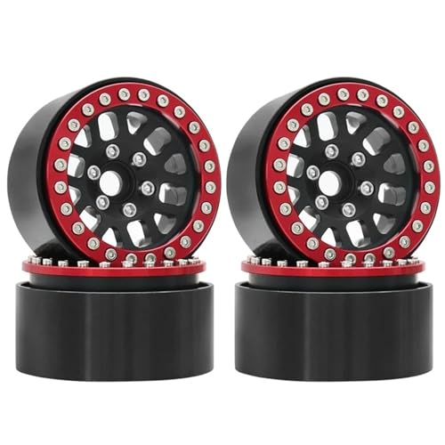 ZIBOXI 4 stücke 1,9 "Beadlock Felge Radnabe 1/10 RC Crawler Auto Axial SCX10 Fit for Traxxas TRX4 RC4WD d90 for Redcat Gen8 VS4-10 (Color : Red and Black) von ZIBOXI