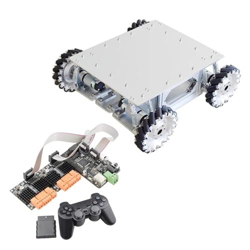 ZIBOXI 40 kg Last Stoßdämpfung Mecanum Rad Roboter Auto Chassis Kit mit 4 Planetengetriebemotoren for Arduino STM32 Raspberry Pi (Size : with PS2 Control) von ZIBOXI