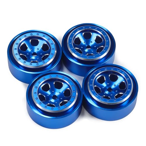 ZIBOXI 4Pcs 1,0 Pro Beadlock Rad Felgen 1/18 TRX4M Lager Reifen RC Crawler TRX4-M Fit for Defender for Bronco SCX24 AX24 FCX24 Upgrade (Color : 4PCS Blue) von ZIBOXI