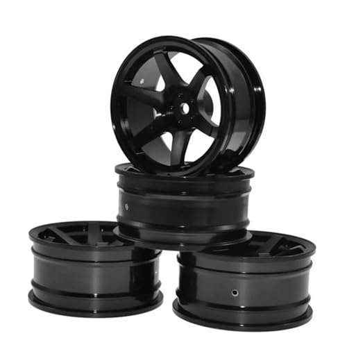 ZIBOXI 4Pcs Räder Hub Felgen 1/10 RC Auto Fit for Tamiya TT-01 TT02 for Sakura for HSP for HPI (Color : Black 4pcs) von ZIBOXI