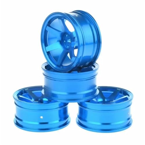 ZIBOXI 4Pcs Räder Hub Felgen 1/10 RC Auto Fit for Tamiya TT-01 TT02 for Sakura for HSP for HPI (Color : Blue 4pcs) von ZIBOXI