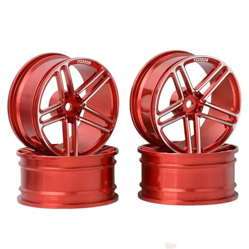 ZIBOXI 4Pcs Räder Hub Felgen 1/10 RC Auto Fit for Tamiya TT-01 TT02 for Sakura for HSP for HPI (Color : Red 4pcs) von ZIBOXI