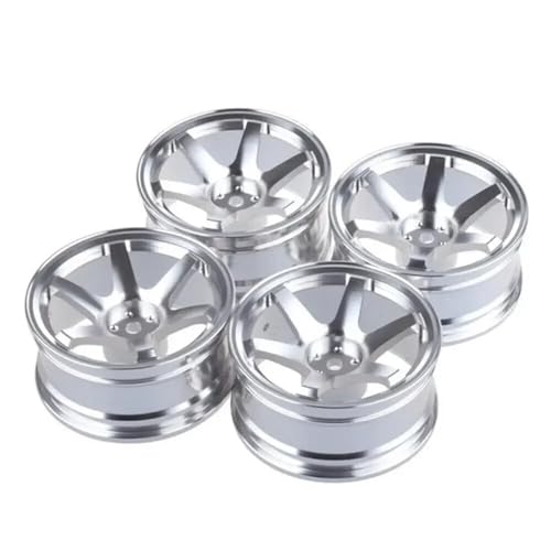 ZIBOXI 4Pcs Räder Hub Felgen 1/10 RC Auto Fit for Tamiya TT-01 TT02 for Sakura for HSP for HPI (Color : Silve 4pcs) von ZIBOXI