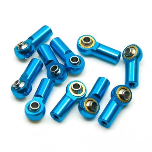 ZIBOXI 5/10 stücke M3 Link Stange Joint Ball Ende Kopf Halter Axial SCX10 Fit for Sakura D4 1/10 RC Buggy Crawler Auto Teile(10Pcs Blue) von ZIBOXI