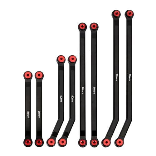 ZIBOXI 8 STÜCKE Hohe Spielraum 4 Links Set 1/24 RC Crawler Auto Axial SCX24 Fit for Jeep for Gladiator for Dodge Power Wagon(Black) von ZIBOXI