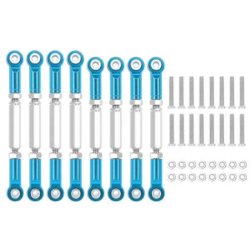 ZIBOXI 8 STÜCKE Zugstange Lenkung Servo Link Gestänge Arm Spurstangenköpfe Passend for WPL B14 C14 C24 C 14K C 24K MN 90 MN 45 MN 99 1/16 RC Auto(8pcs Blue) von ZIBOXI