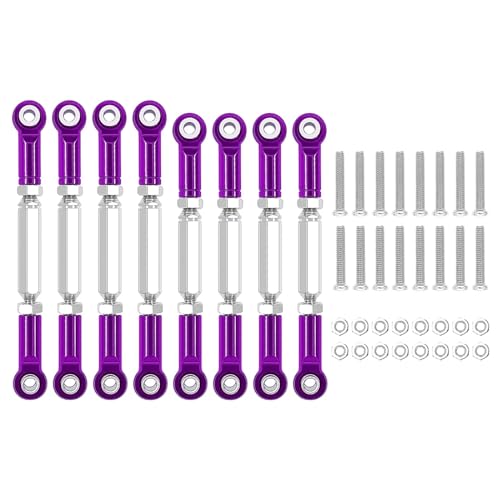 ZIBOXI 8 STÜCKE Zugstange Lenkung Servo Link Gestänge Arm Spurstangenköpfe Passend for WPL B14 C14 C24 C 14K C 24K MN 90 MN 45 MN 99 1/16 RC Auto(8pcs Purple) von ZIBOXI