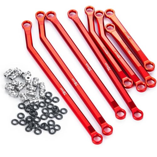 ZIBOXI 8-teiliges Chassis-Links-Set mit hoher Bodenfreiheit, Axial SCX24 AXI00005, passend for Jeep for Gladiator 1/24 RC Crawler Automodell-LKW-Teil(Red) von ZIBOXI