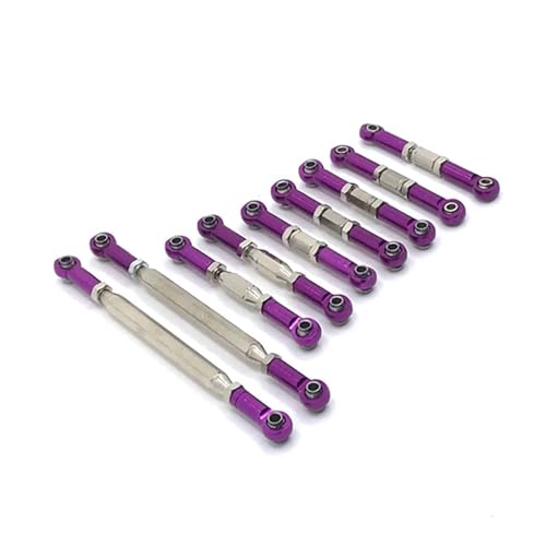 ZIBOXI 9 Teile/Satz Upgrade Lenkung Link Arm Pull Spurstange Fit for WLtoys 12423 12427 12429 12428 for Feiyue 01-03 1/12 RC Auto Lenkung Set(Purple) von ZIBOXI