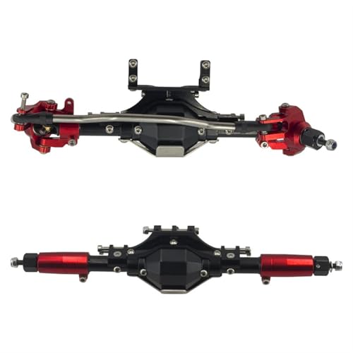 ZIBOXI Axial Scx10 Ii 2 Upgrades Teile Vorne Hinten Gerade Achse Mit Schutz Rüstung for 90046 90047 4WD RC Auto Zubehör(Red) von ZIBOXI